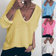 Star & Solid Color Long Sleeve V-neck Top Top Claire & Clara 