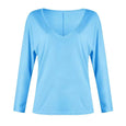 Star & Solid Color Long Sleeve V-neck Top Top Claire & Clara Blue S 