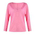 Star & Solid Color Long Sleeve V-neck Top Top Claire & Clara Pink S 