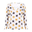 Star & Solid Color Long Sleeve V-neck Top Top Claire & Clara Star White S 