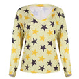 Star & Solid Color Long Sleeve V-neck Top Top Claire & Clara Star Yellow S 