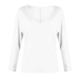Star & Solid Color Long Sleeve V-neck Top Top Claire & Clara White S 