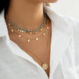 Sunflower Turquoise Sequin Multi-Layer Necklace Necklace Claire & Clara 