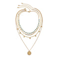 Sunflower Turquoise Sequin Multi-Layer Necklace Necklace Claire & Clara Gold 