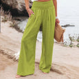 Susan Cotton Linen High Waist Wide Leg Casual Pants Bottoms Claire & Clara Light Green US 4 
