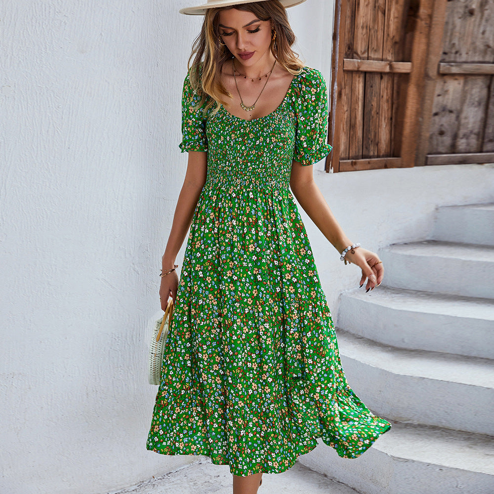 Taylor Floral Round Neck Midi Dress Dresses Claire & Clara Green S 
