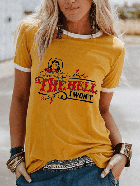 The Hell I Won't T-Shirt Top Claire & Clara Yellow S 