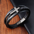 "To My Son" Personalized Cross Leather Bracelet Bracelets Claire & Clara 