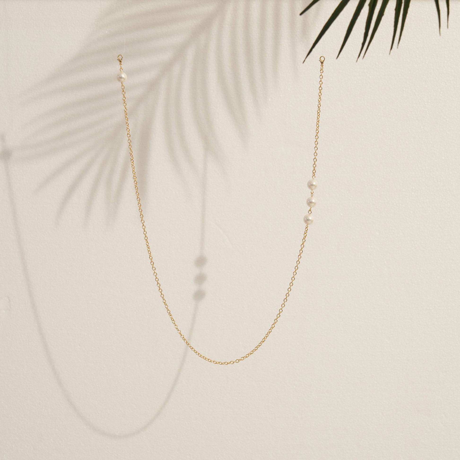 Triple Pearls Sunglass Chain Chains > glasses chain > gold chain > sunglass chain > pearl > pearl jewellery Claire & Clara 