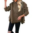 Turtleneck Solid Color Plush Casual Top Top Claire & Clara Green S 