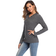 V-neck Button Solid Color Knit Sweater Top Claire & Clara 