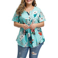Vanessa Plus Size Floral Short Sleeve Top Top Claire & Clara Lake Green S 