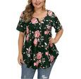 Vanessa Plus Size Floral Short Sleeve Top Top Claire & Clara Military Green S 