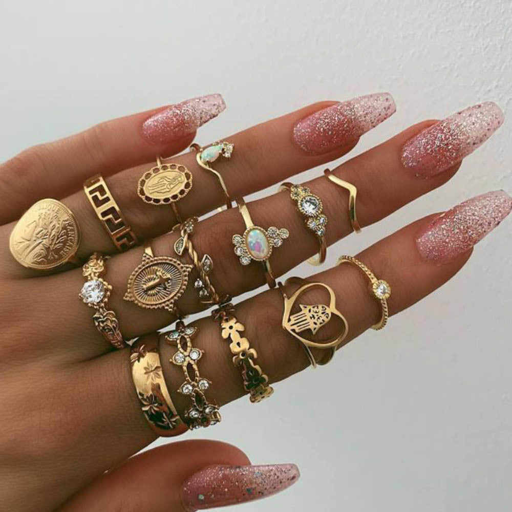Vintage Bohemian Stacking Ring Set of 15 Rings Claire & Clara 