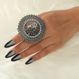 Vintage Flower Round Carved Ring Ring Claire & Clara 