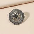 Vintage Flower Round Carved Ring Ring Claire & Clara Metal Silver 