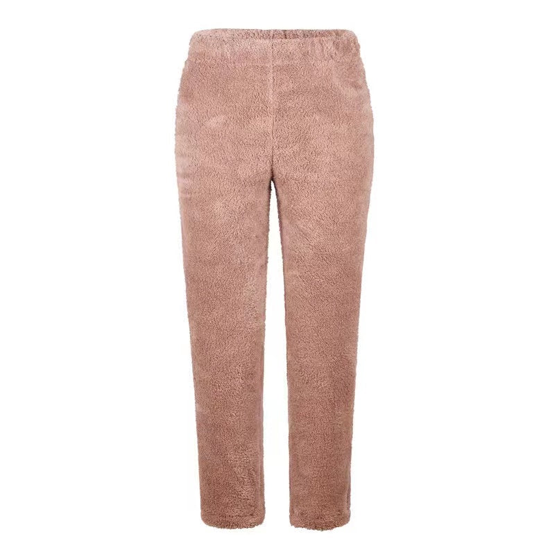 Vivian Solid Color Casual Plush Pants Bottoms Claire & Clara 