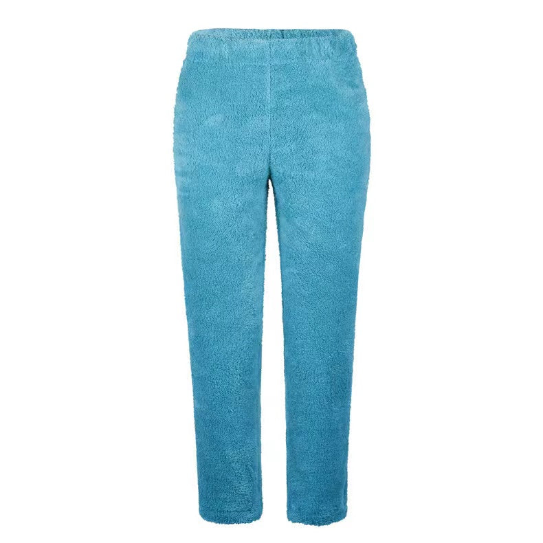 Vivian Solid Color Casual Plush Pants Bottoms Claire & Clara 
