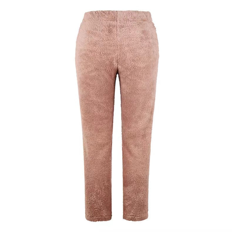 Vivian Solid Color Casual Plush Pants Bottoms Claire & Clara 