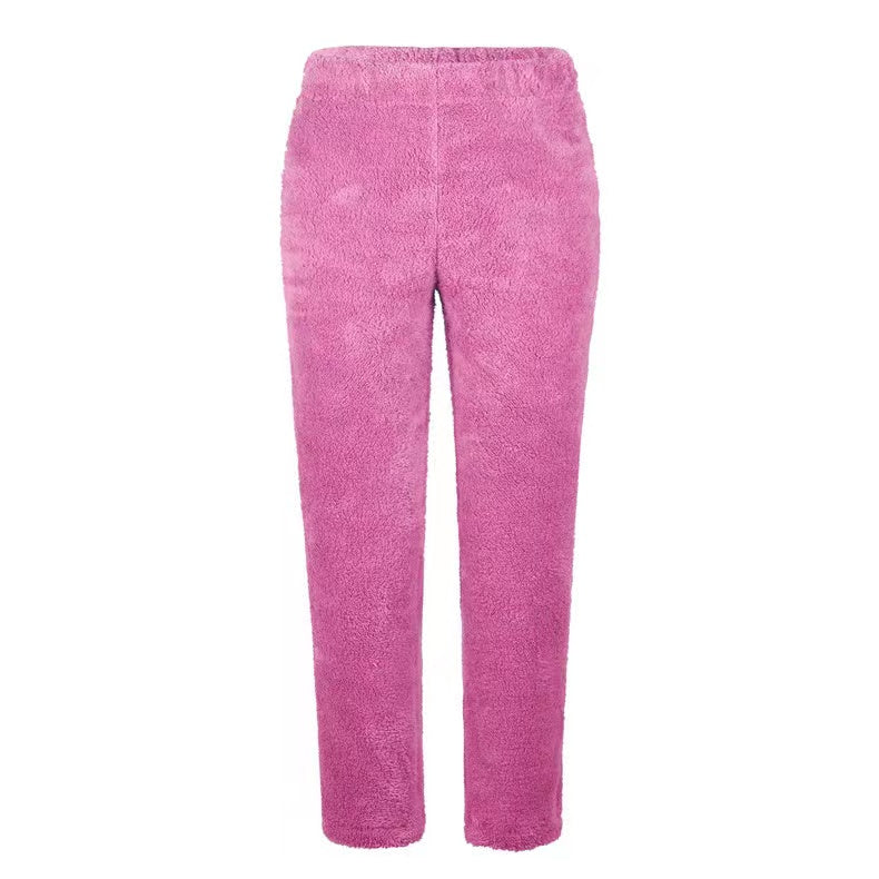 Vivian Solid Color Casual Plush Pants Bottoms Claire & Clara 