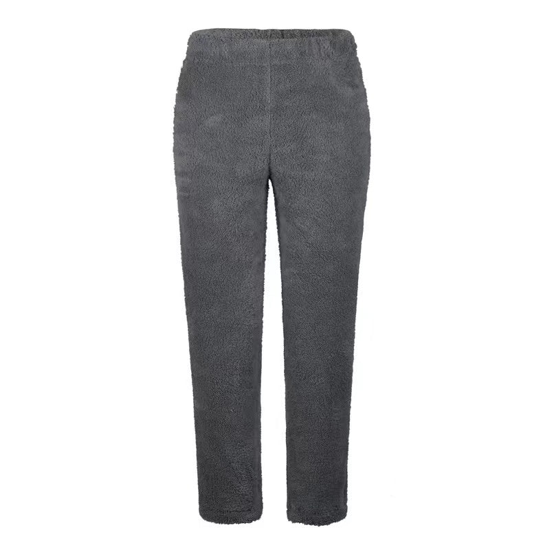 Vivian Solid Color Casual Plush Pants Bottoms Claire & Clara 
