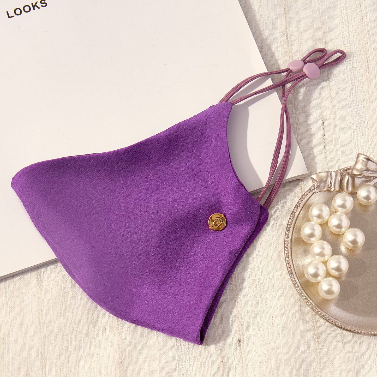 Washable Silk Face Mask Face Covering > facemask > washable facemask > silk facemask > cloth facemask > facemask with filter pocket > facemask for wedding Claire & Clara Without Filter Pocket Violet 