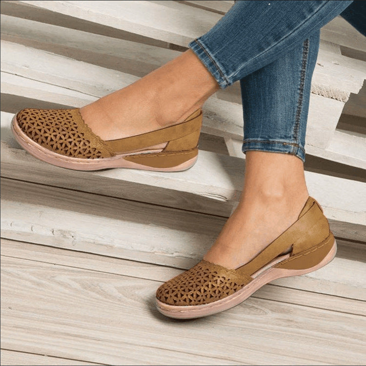 Wedge Cutout Vintage Sandals Shoes Claire & Clara US 5 Brown 