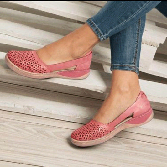 Wedge Cutout Vintage Sandals Shoes Claire & Clara US 5 Red 