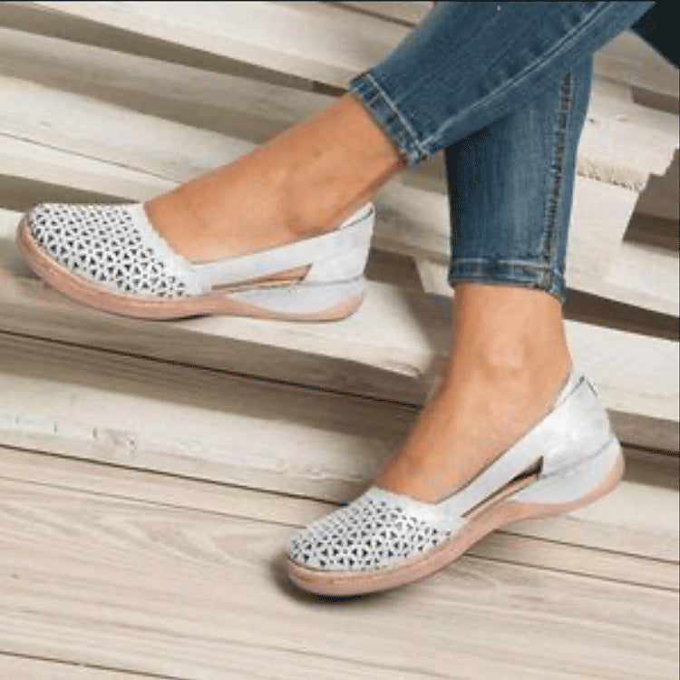 Wedge Cutout Vintage Sandals Shoes Claire & Clara US 5 White 