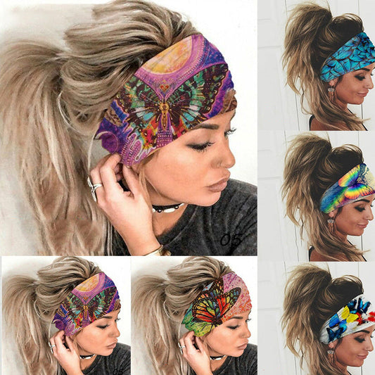 Wide Boho Butterfly Stretch Hairband Headbands Claire & Clara 