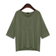 Winnie V-Neck Mid Sleeve Casual Tee Top Claire & Clara Green M 