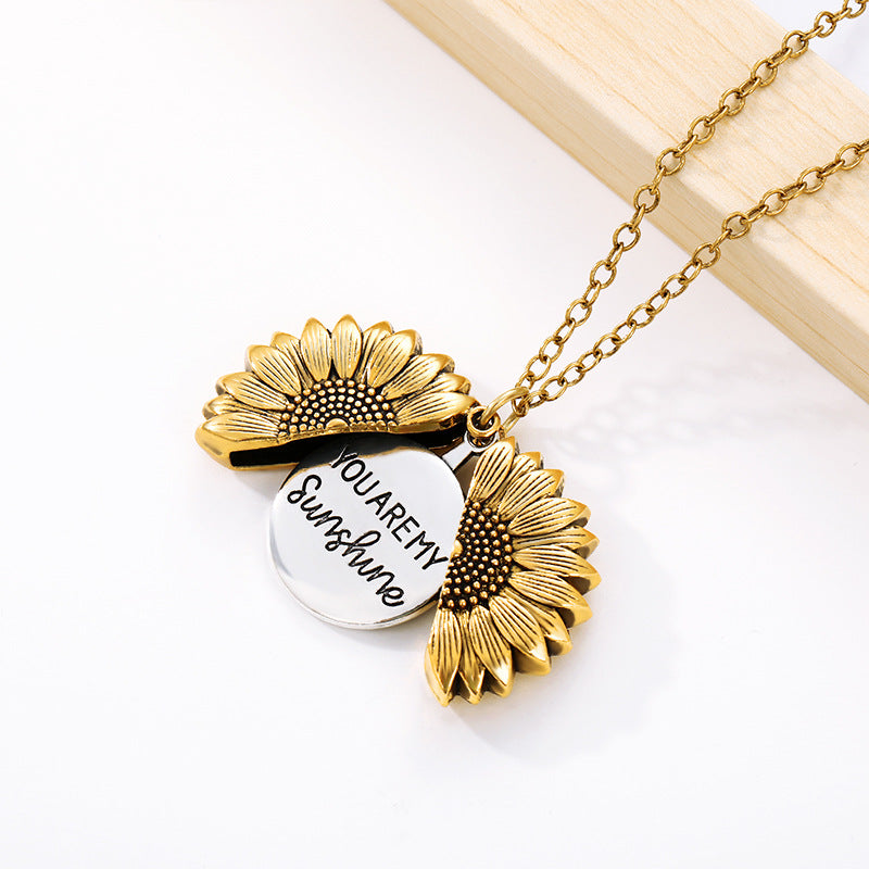 YOU ARE MY Sunshine Sunflower Necklace Necklace Claire & Clara 