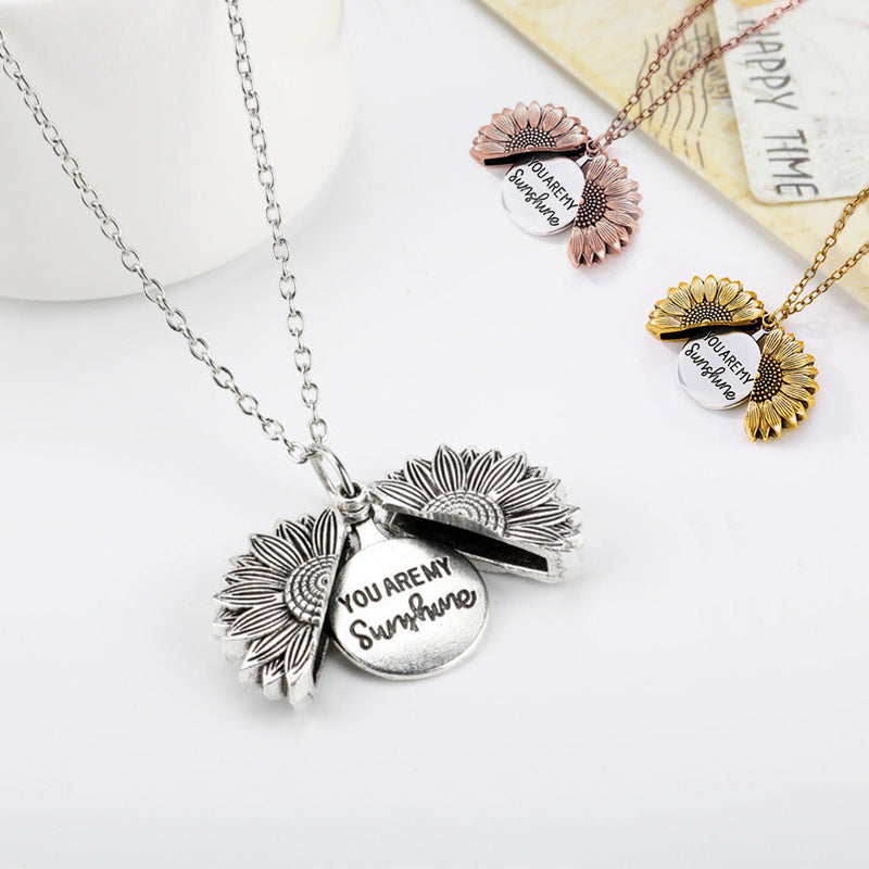 You Are My Sunshine Sunflower Necklace Necklace Claire & Clara Gold + Rose Gold + Silver 