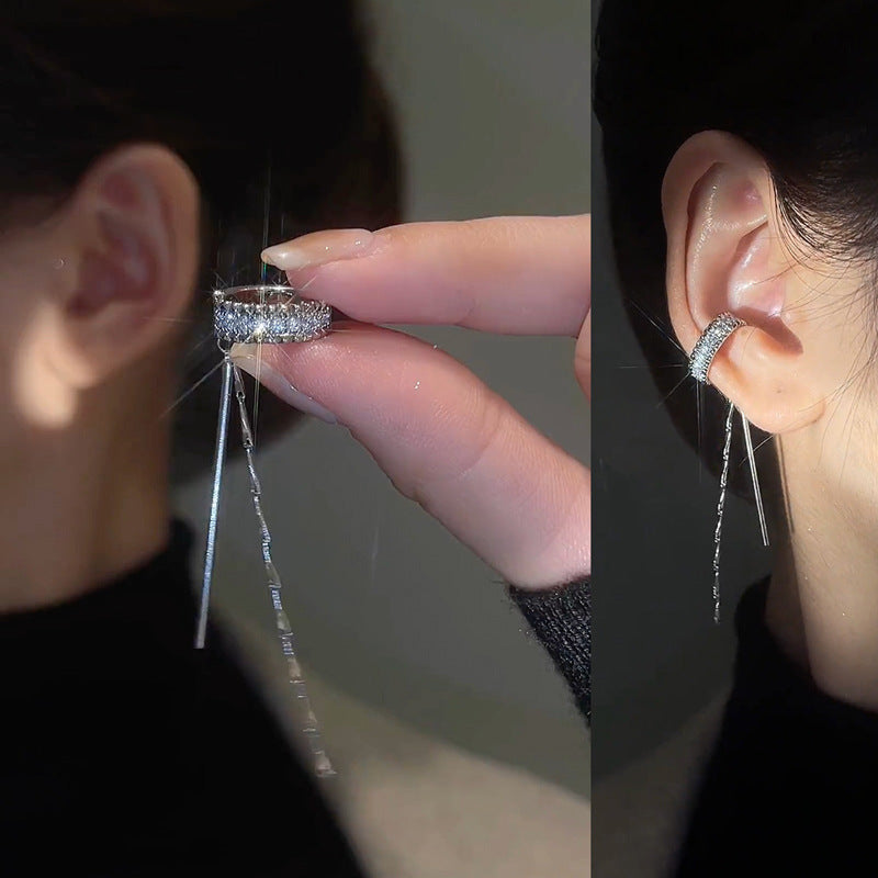 Zirconium Tassel Ear Clips Earrings Claire & Clara 