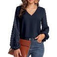 Zoey Chiffon Flower Long Sleeve Top Top Claire & Clara Navy S 