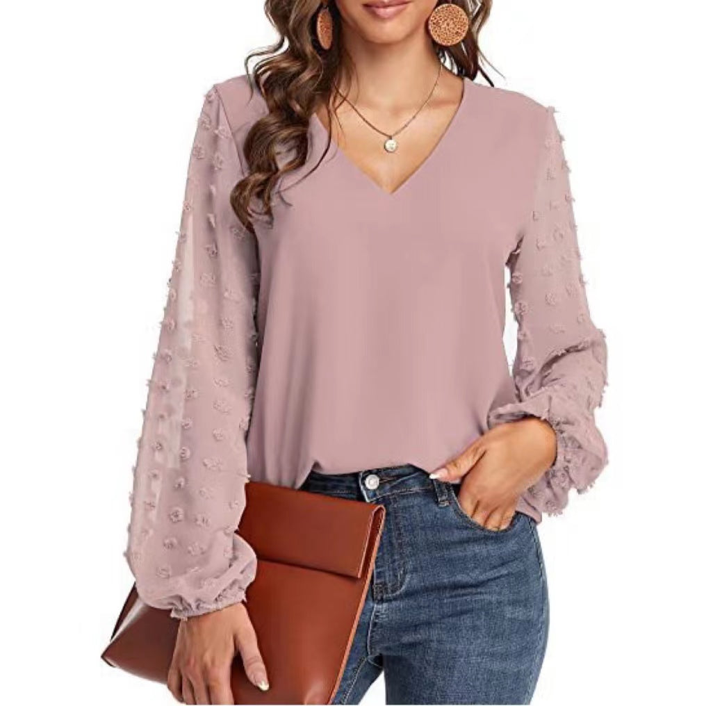 Zoey Chiffon Flower Long Sleeve Top Top Claire & Clara Pink S 