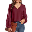 Zoey Chiffon Flower Long Sleeve Top Top Claire & Clara Wine S 